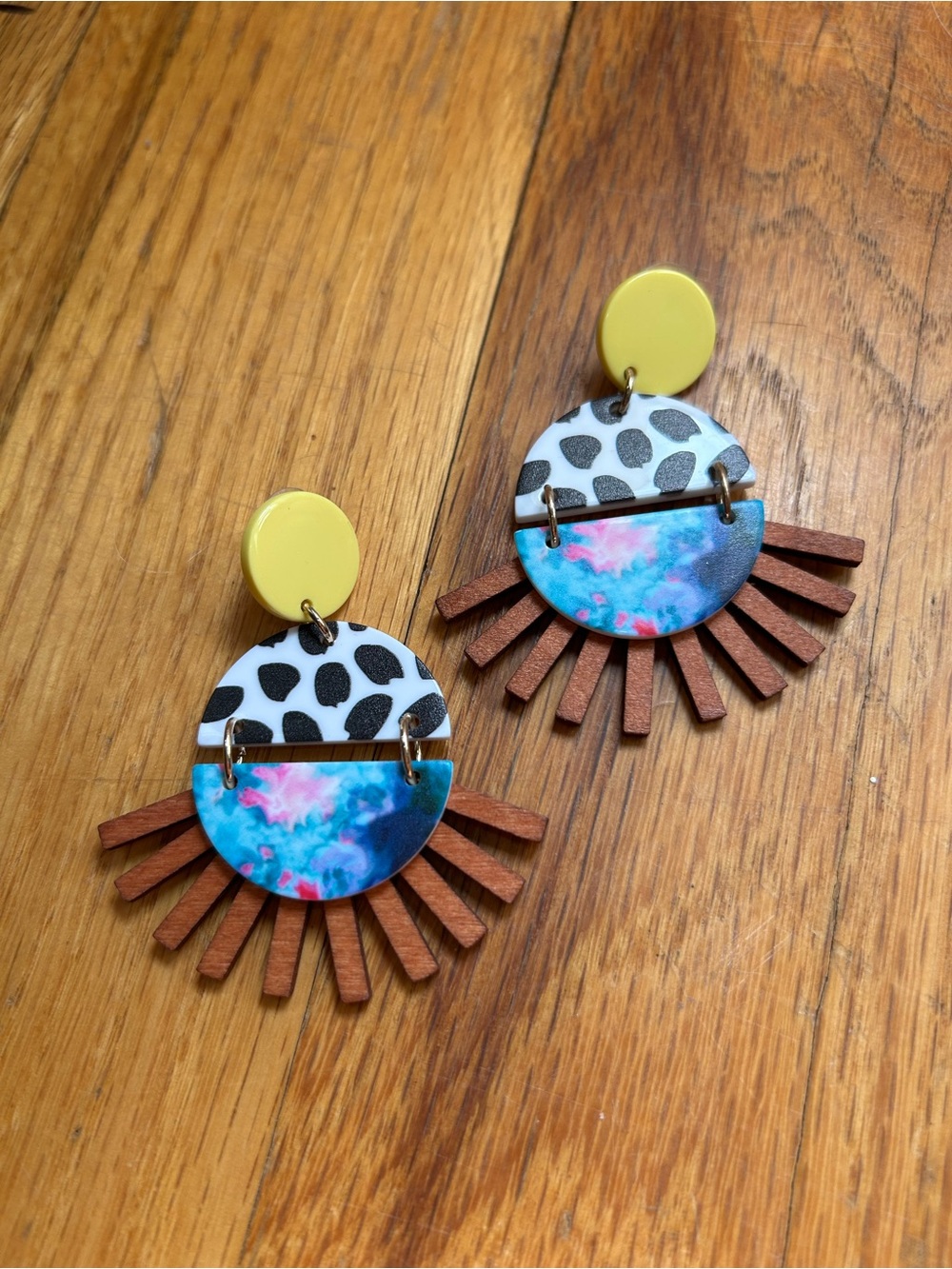 Plunder Yellow, Black & Blue Kids Statement Earrings